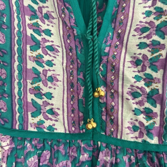 Ne Quittez Pas Floral Peasant Dress Purple Teal - Picture 11 of 12